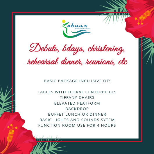 Kahuna Resort - Special Events Package - details 1
