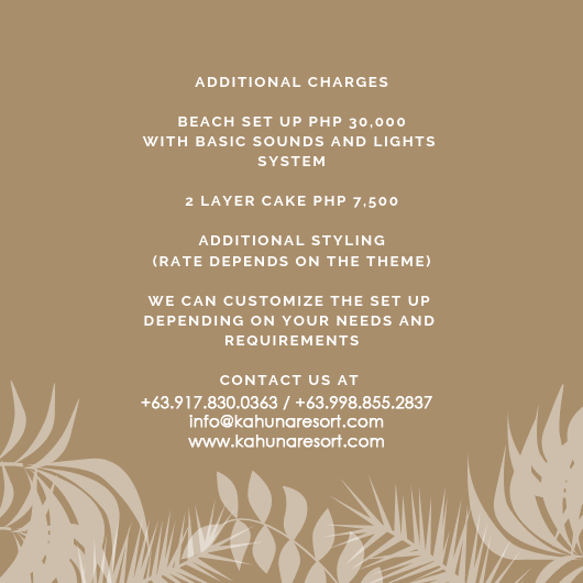 Kahuna Resort - Special Events Package - details 2