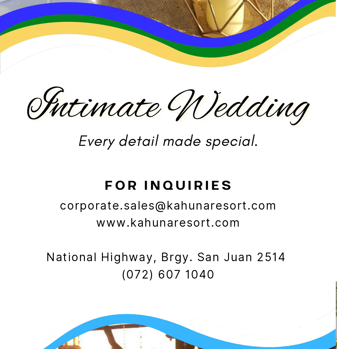 Kahuna Resort - Wedding Package - Summary