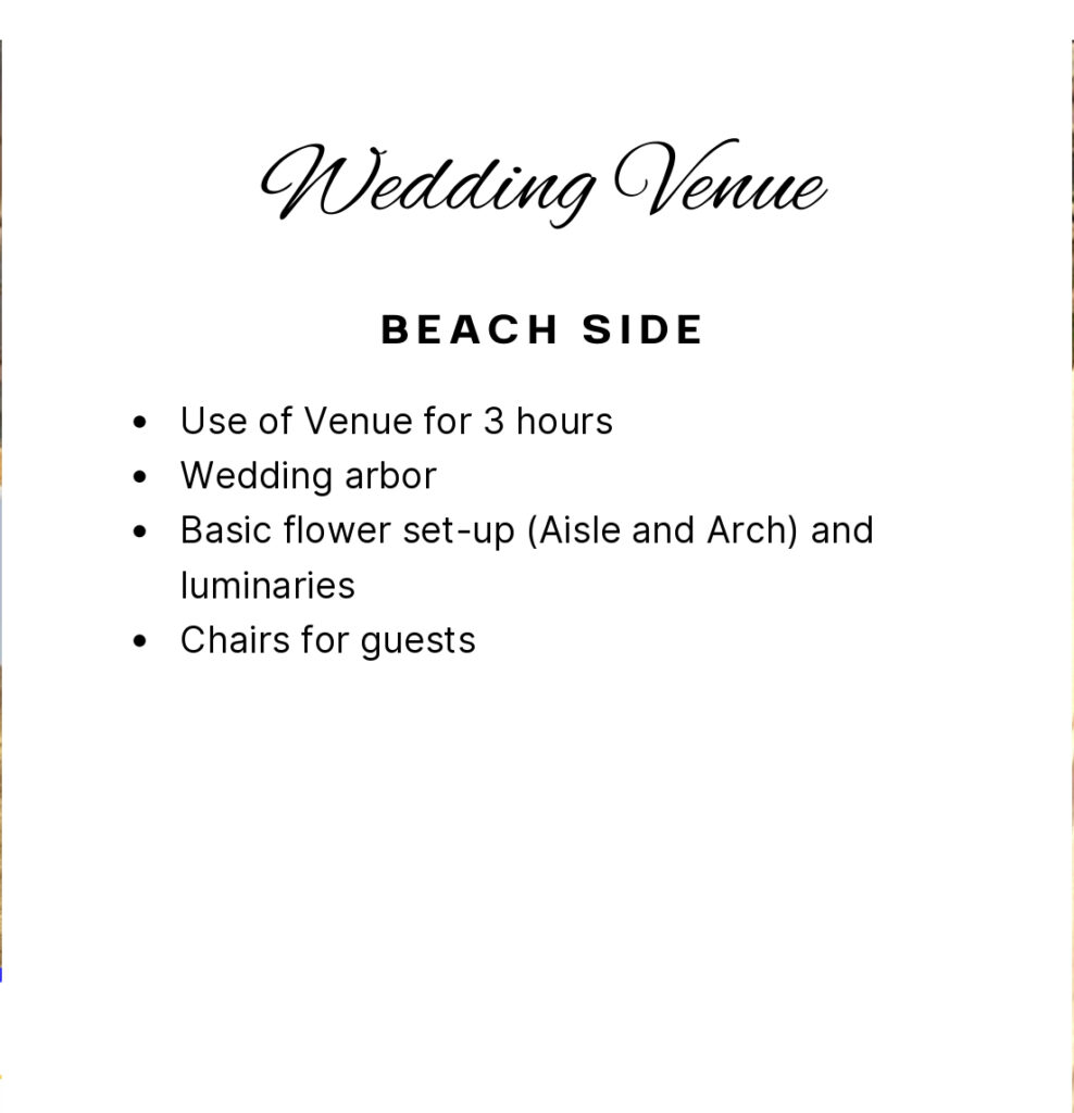 Kahuna Resort - Wedding Package - Details 1