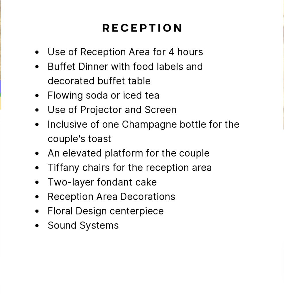 Kahuna Resort - Wedding Package - Details 2